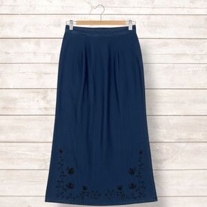Nomadic Traders Fresco Embroidered Blue Denim Skirt